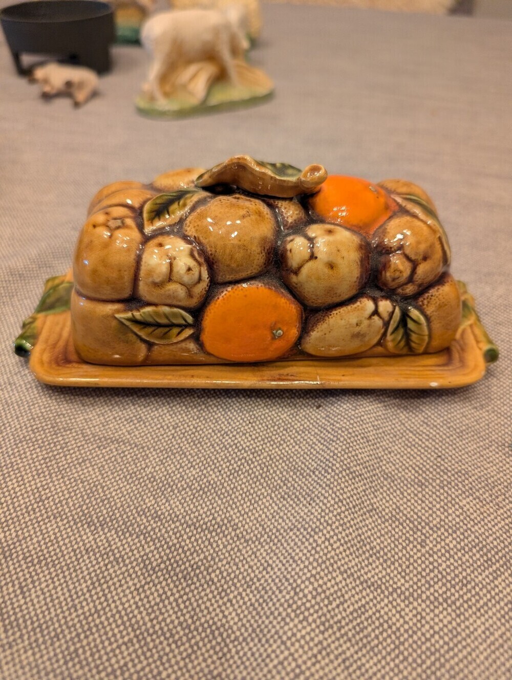 VINTAGE JAPAN CERAMIC FRUIT BUTTER DISH • 1970s Kitsch Retro Kitchen Decor • Orc